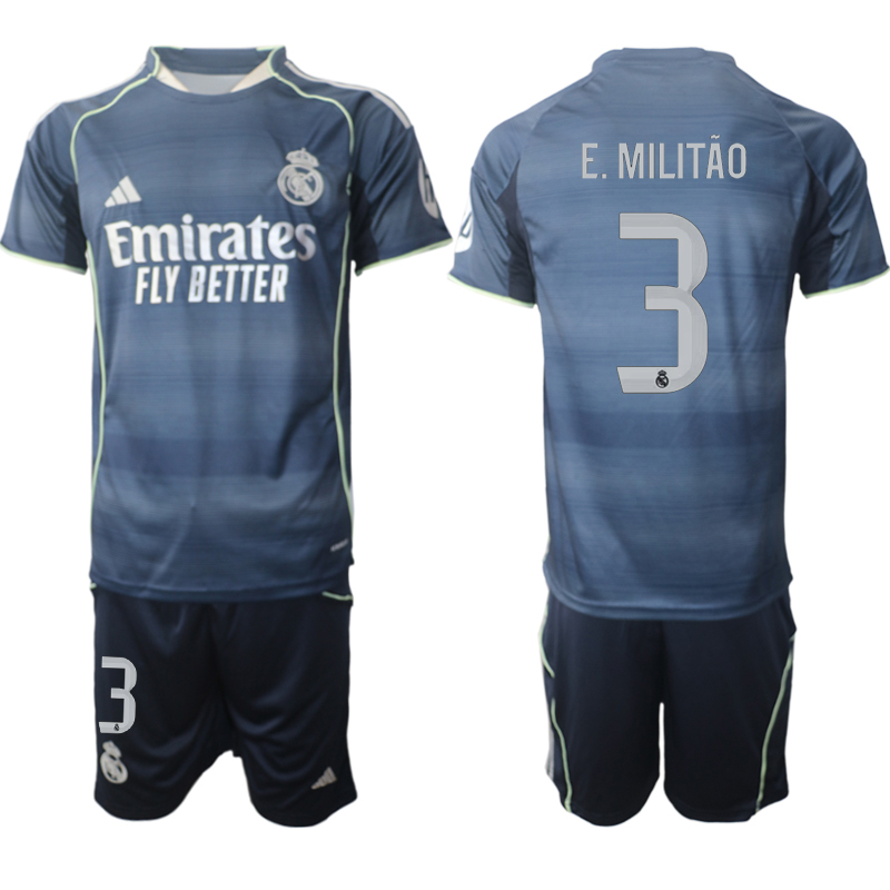 Men 2025-2026 Club Real Madrid away Blue #3 Soccer Jersey